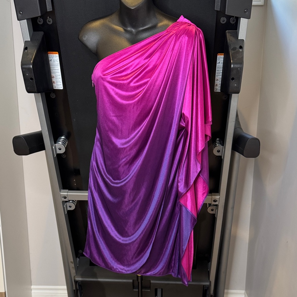 Le Chateau Vibrant Pink and Purple Dress
